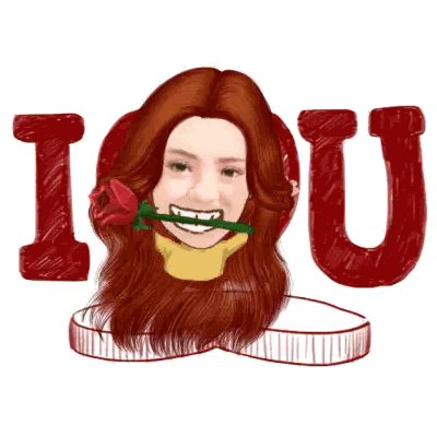 Woman With Rose In Mouth I Love U Sticker