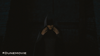 Woman With Scarf In Dark Room #DuneMovie GIF