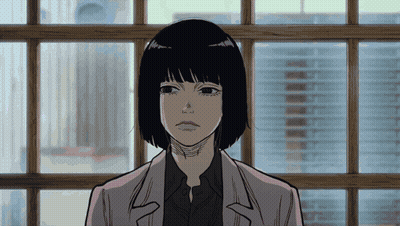 Woman With Short Black Hair Looking Out Window GIF