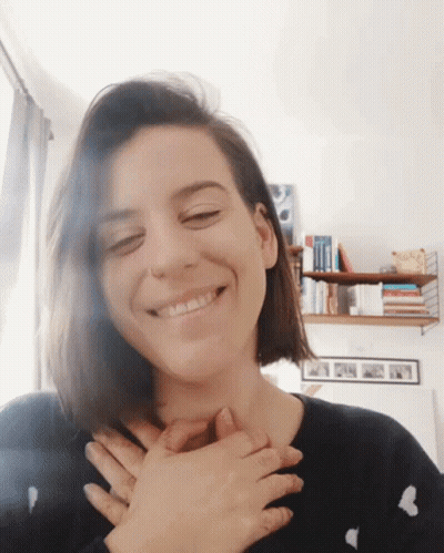 Woman With Short Hair Smiling Eyes Closed GIF