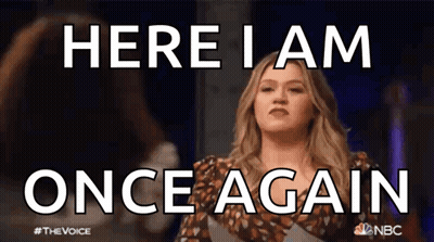 Woman With Sign Saying Here I Am Once Again GIF