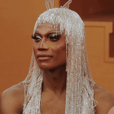 Woman With Silver Wig And Butterfly GIF