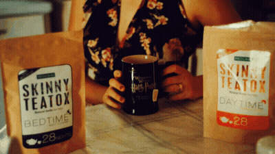 Woman With Skinny Teatox Bags GIF