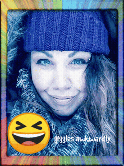Woman With Smiley Face Giggles Awkwardly GIF