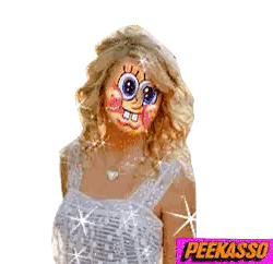 Woman With SpongeBob Mask Sticker
