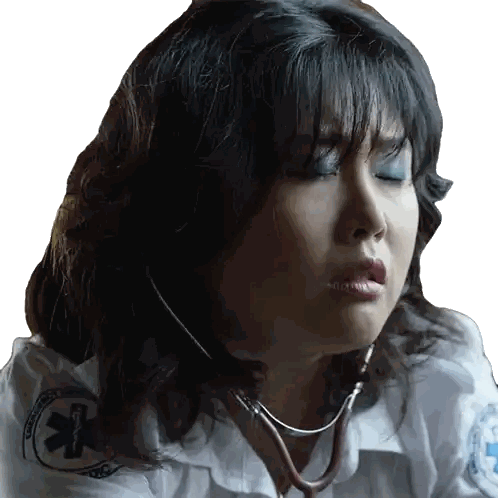 Woman With Stethoscope And EMS Patch Sticker