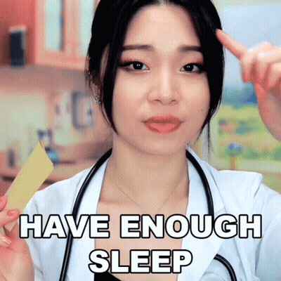 Woman With Stethoscope Holding Paper Saying Have Enough Sleep GIF