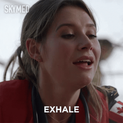 Woman With Stethoscope Saying Exhale GIF