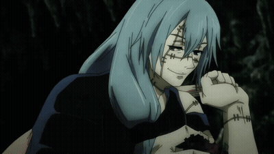 Woman With Stitches Eating Meat GIF