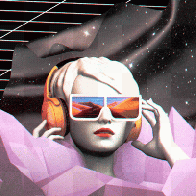 Woman With Sunglasses And Headphones GIF