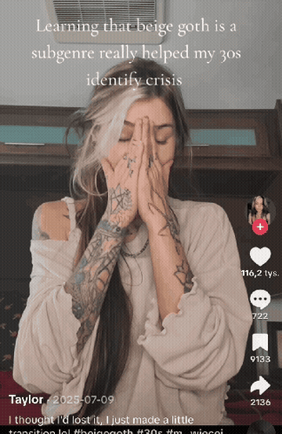 Woman With Tattoos Covering Face In TikTok Video GIF