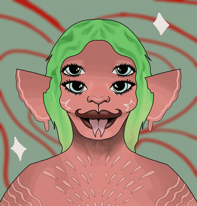 Woman With Three Eyes And Mustache GIF