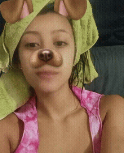 Woman With Towel and Dog Face