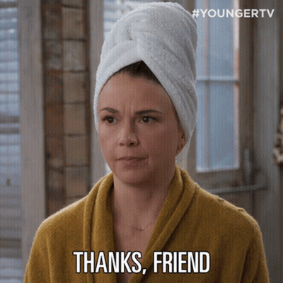 Woman With Towel On Head Saying Thanks Friend GIF