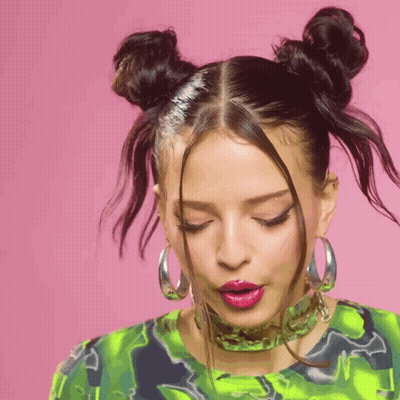 Woman With Two Buns Choker And Earrings GIF