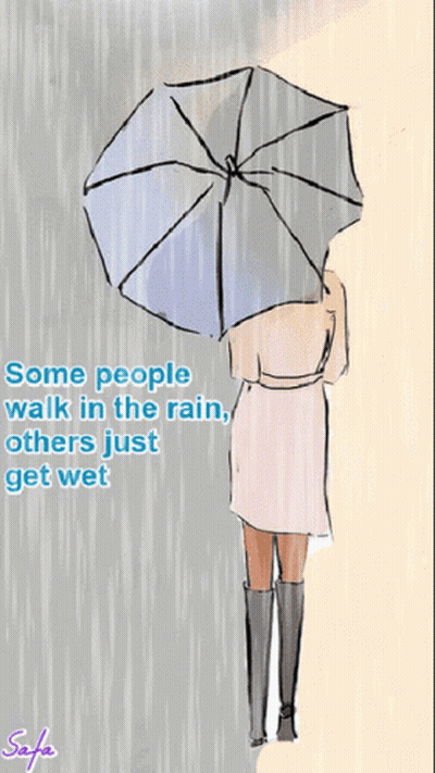 Woman With Umbrella Some People Walk In Rain