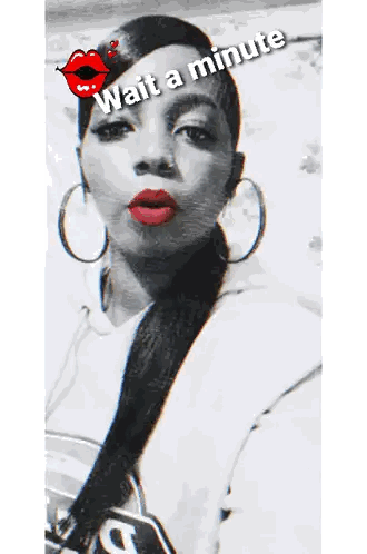 Woman With Wait A Minute Text Sticker