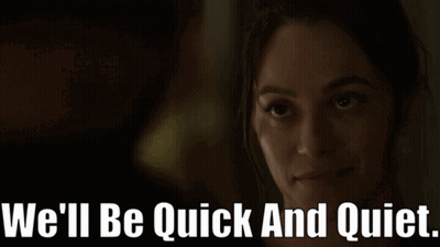 Woman With We Will Be Quick And Quiet GIF