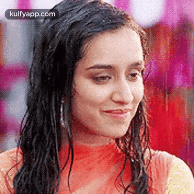 Woman With Wet Hair Smiling In Rain GIF