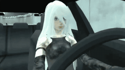 Woman With White Hair And Black Gloves Sitting In Car GIF