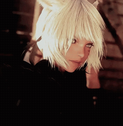 Woman With White Hair And Cat Ears Looking GIF