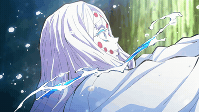 Woman With White Hair And Red Spots GIF