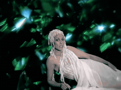 Woman With White Hair And White Dress GIF
