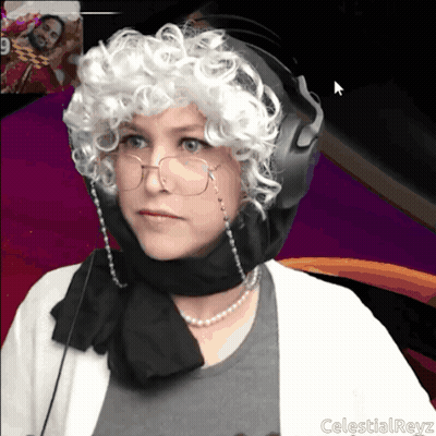 Woman With Wig And Headphones GIF