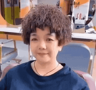 Woman With Wig At Hair Salon GIF