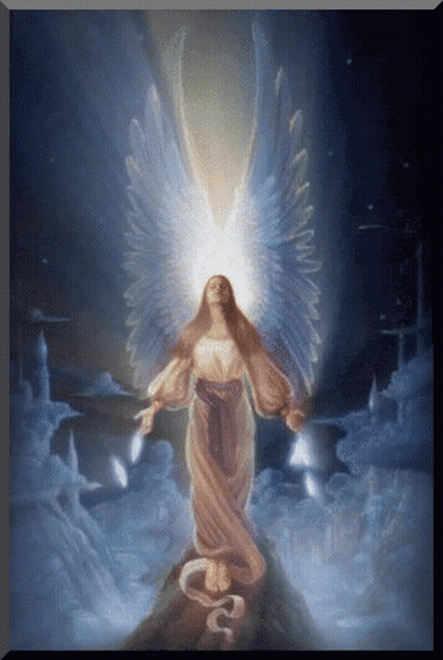 Woman With Wings And Snake On Feet GIF