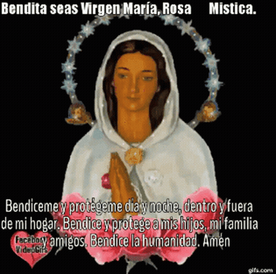 Woman With Wreath And Virgen Maria Rosa Mistica GIF