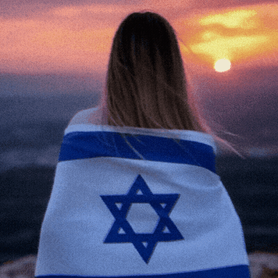 Woman Wrapped In Star Of David Flag GIF