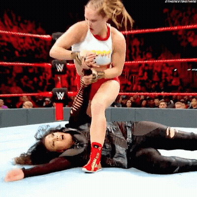 Woman Wrestling Woman With Microphone GIF