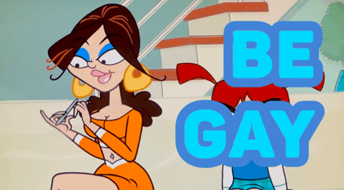 Woman Writing Be Gay GIF