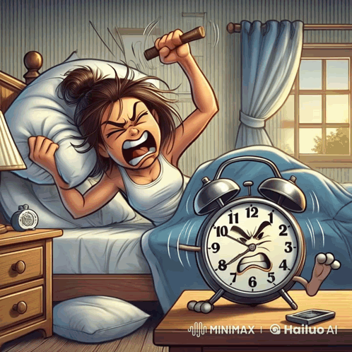 Woman Yelling At Alarm Clock 10:10 GIF