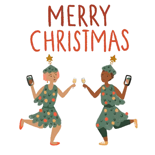Women As Christmas Trees Toasting With Wine Sticker