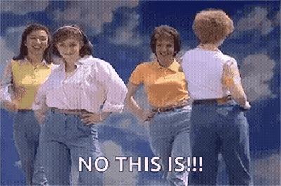Women Dancing In Front Of Cloudy Sky Saying No This Is GIF