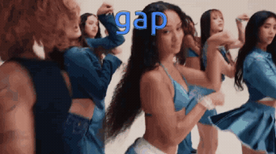 Women Dancing In Front Of Gap Logo GIF