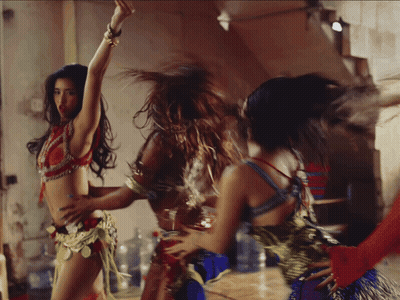 Women Dancing In Room With Water Bottle GIF