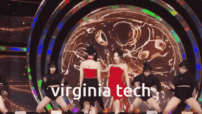 Women Dancing On Stage With Virginia Tech Text GIF