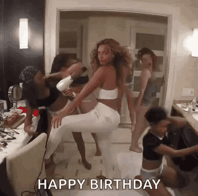 Women Dancing With Happy Birthday Text GIF