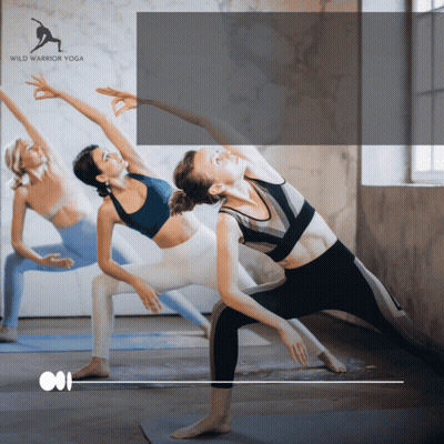 Women Doing Yoga At Wild Warrior Yoga Sign GIF