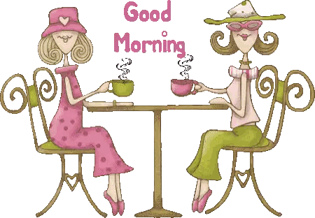 Women Drinking Coffee Good Morning Sticker