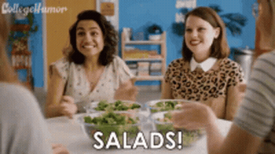 Women Eating Salads Saying Salads GIF