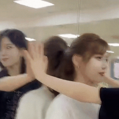Women Giving High Five In Mirror GIF