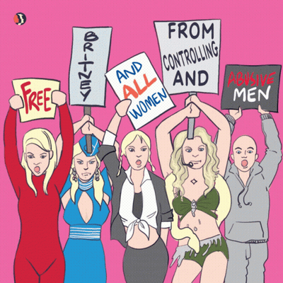 Women Holding Signs Saying Britney And All Women GIF