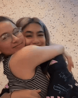 Women Hug Kissing GIF