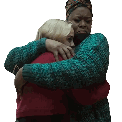 Women Hugging In Green And Red Sticker