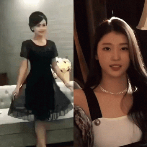 Women In Black Dress And White Top GIF