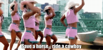 Women In Cowboy Hats Dancing Save A Horse Ride A Cowboy GIF
